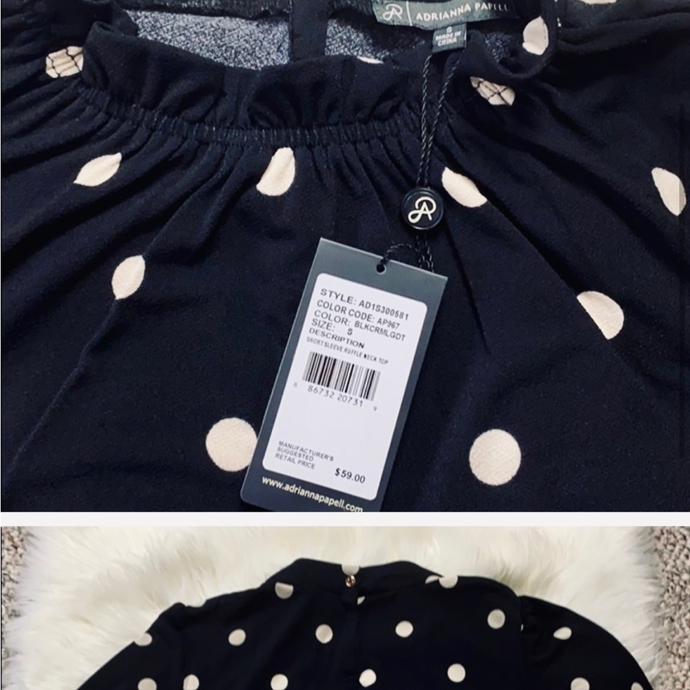 NWT black w/white polka dot blouse - Picture 5 of 9